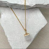 Quartz Cube Gold Plated Necklace