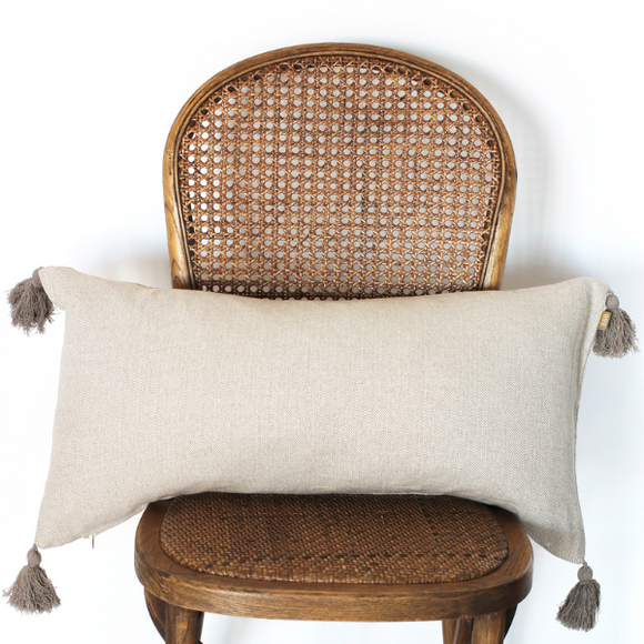 Taupe Cotton Herringbone Breakfast Cushion