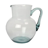 Clear recycled glass jug with a blue tint