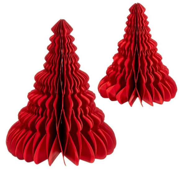 Honeycomb Paper Tree in Red