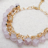 Rose Quartz nugget bracelet on gold-plated chain