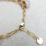 Rose Quartz nugget bracelet on gold-plated chain