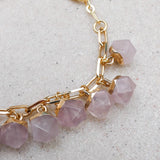 Rose Quartz nugget bracelet on gold-plated chain