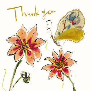 Thank You Butterfly and Flowers Card