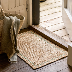 Jute Doormat with Green Detail
