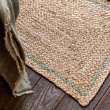 Jute Doormat with Green Detail