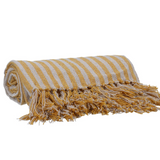Natural and Mustard Striped Throw