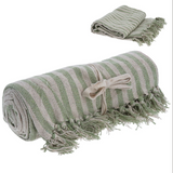 Natural and Green Striped Throw