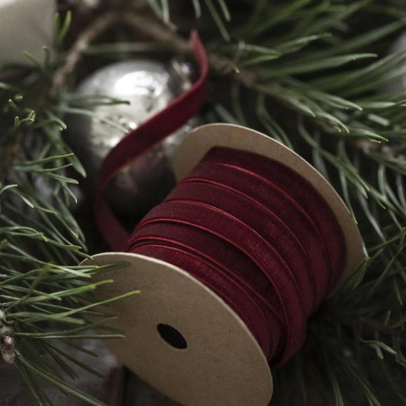 10m Spool Velvet Ribbon - Bordeaux