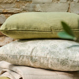 Herb Green Linen Square Cushion