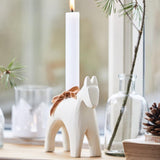 White Wooden Horse Candleholder