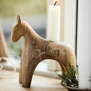 Wooden Horse Candleholder
