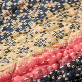 Quilt in Dark Blue, Pink and Natural