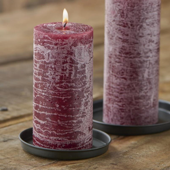 Rustic Pillar Candles in Rouge