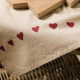 Cotton Teatowel with Red Hearts
