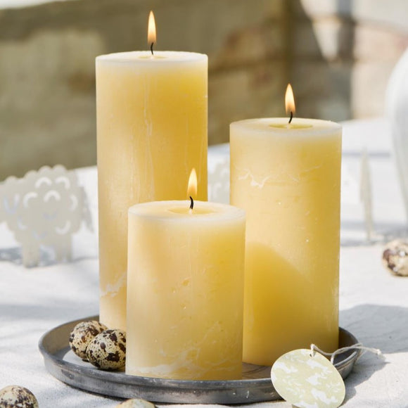 Rustic Pillar Candles in Lemonade