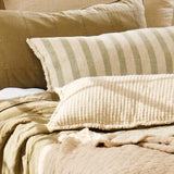 Large Rectangle Cushion in Green & Natural Stripes