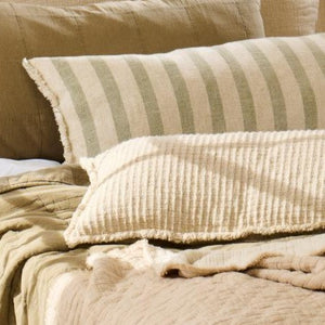 Large Rectangle Cushion in Green & Natural Stripes
