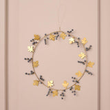 Wreath with Brass Leaves & Grey Beads