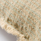 Natural Linen Cushion with Thin Green Stripes