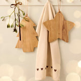 Cotton Teatowel with Brown Hearts