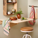 Natural and Multi Stripe Teatowel