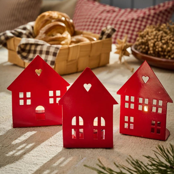 Assorted Red House Tealight Holders