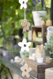 Hanging Wooden Flower Decoration - White