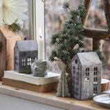 Zinc Candle Holder with Houses Silhouette
