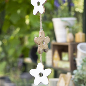 Hanging Wooden Flower Decoration - White