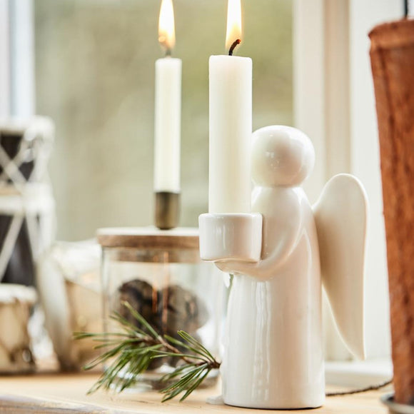 White Porcelain Angel Candleholder