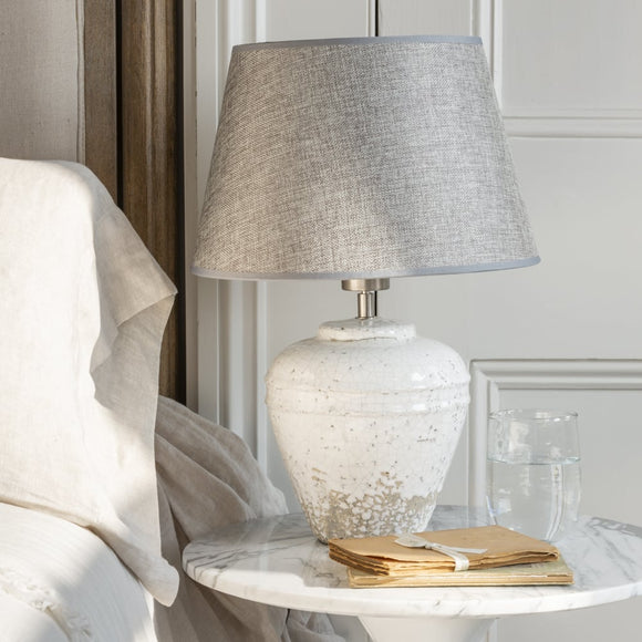 Vesta Ceramic Lamp with Grey Shade