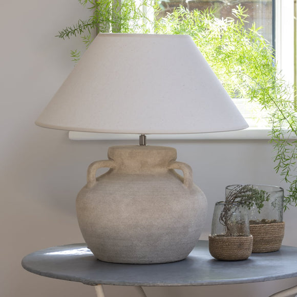 Amphora Lamp with Cream Shade