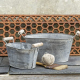 Zinc Oval Tubs with Handles - Two Sizes