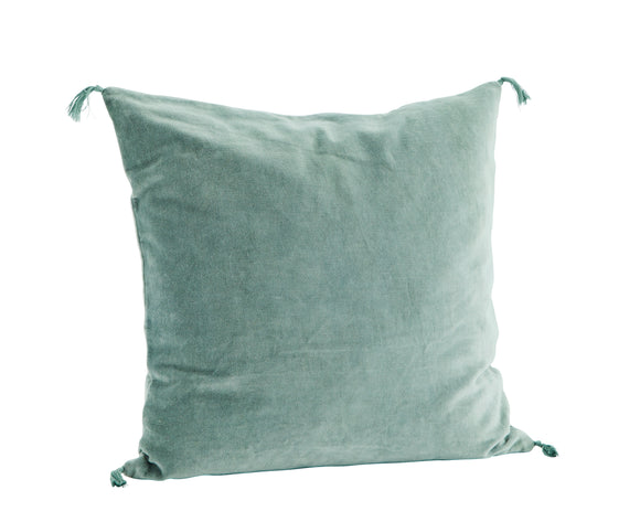 Velvet Square Cushion in Duck Egg
