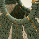 Tropical Escape Woven Beach Bag with Gold Accents