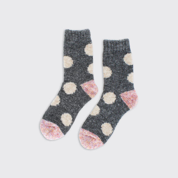 Cosy Spotty Knit Socks - Grey