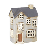 Ceramic House for Tealight in Pale Grey