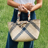 Seagrass Basket with Cotton Handle in Blue