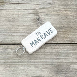 Wooden Wordy Keyring in White