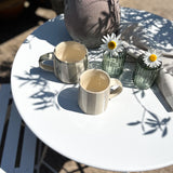 Handmade Washed Stripe Chai Mug in Forest