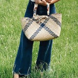 Seagrass Basket with Cotton Handle in Blue