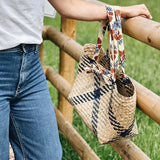 Seagrass Basket with Cotton Handle in Blue