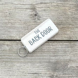 Wooden Wordy Keyring in White