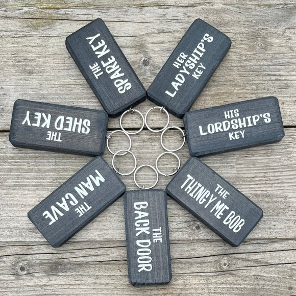 Wooden Wordy Keyring in Black