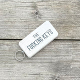 Wooden Wordy Keyring in White