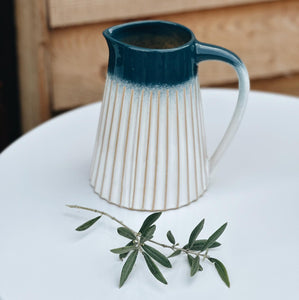 Blue Ombre Ceramic Ribbed Jug