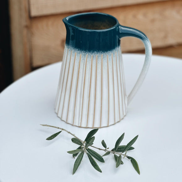 Blue Ombre Ceramic Ribbed Jug