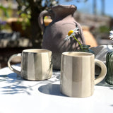 Handmade Washed Stripe Chai Mug in Forest