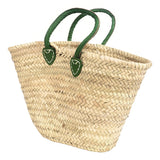 Green Leather Handled Basket